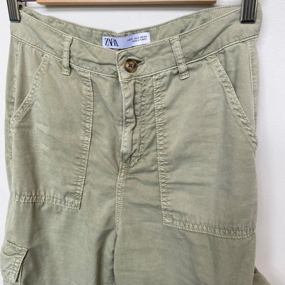 Zara Olive Cargo Pant Size 2 - Picture 4 of 8